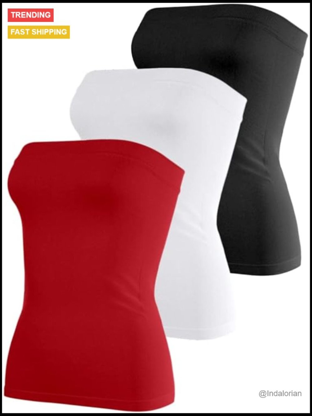 Cotton Tube Top for Women Strapless Bandeau Basic Summer Tops 3 Pack